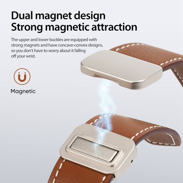 For Apple Watch 38mm DUX DUCIS YA Series Magnetic Buckle Genuine Leather Watch Band(Brown)