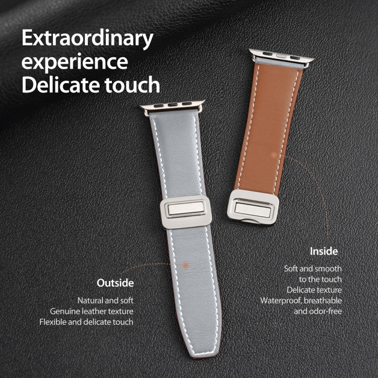 Pour Bracelet de Montre en Cuir Véritable avec Boucle Magnétique DUX DUCIS Série YA pour Apple Watch 38mm (Gris)