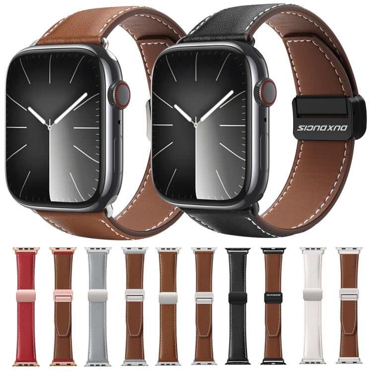 Pour Apple Watch Series 3 38mm Bracelet de Montre en Cuir Véritable avec Boucle Magnétique DUX DUCIS YA Series (Gris)