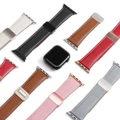 For Apple Watch 38mm DUX DUCIS YA Series Magnetic Buckle Genuine Leather Watch Band(Brown)