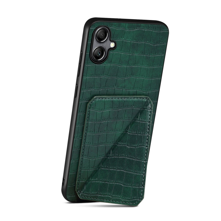 For Samsung Galaxy A13 5G Denior Imitation Crocodile Leather Back Phone Case with Holder(Green)