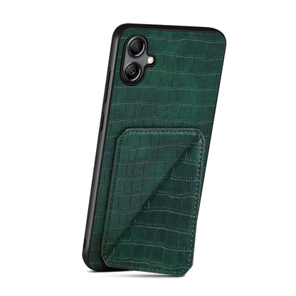 For Samsung Galaxy A13 5G Denior Imitation Crocodile Leather Back Phone Case with Holder(Green)