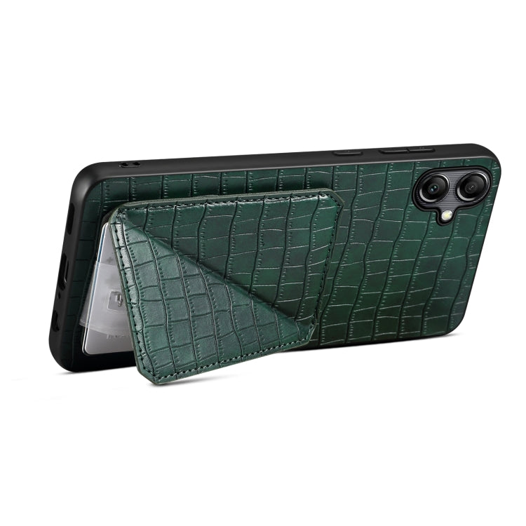 For Samsung Galaxy A13 5G Denior Imitation Crocodile Leather Back Phone Case with Holder(Green)