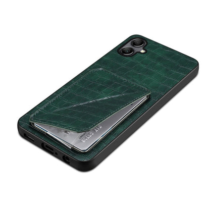 For Samsung Galaxy A13 5G Denior Imitation Crocodile Leather Back Phone Case with Holder(Green)