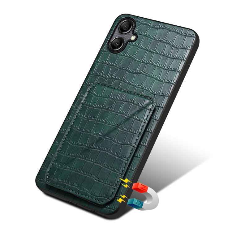 For Samsung Galaxy A13 5G Denior Imitation Crocodile Leather Back Phone Case with Holder(Green)