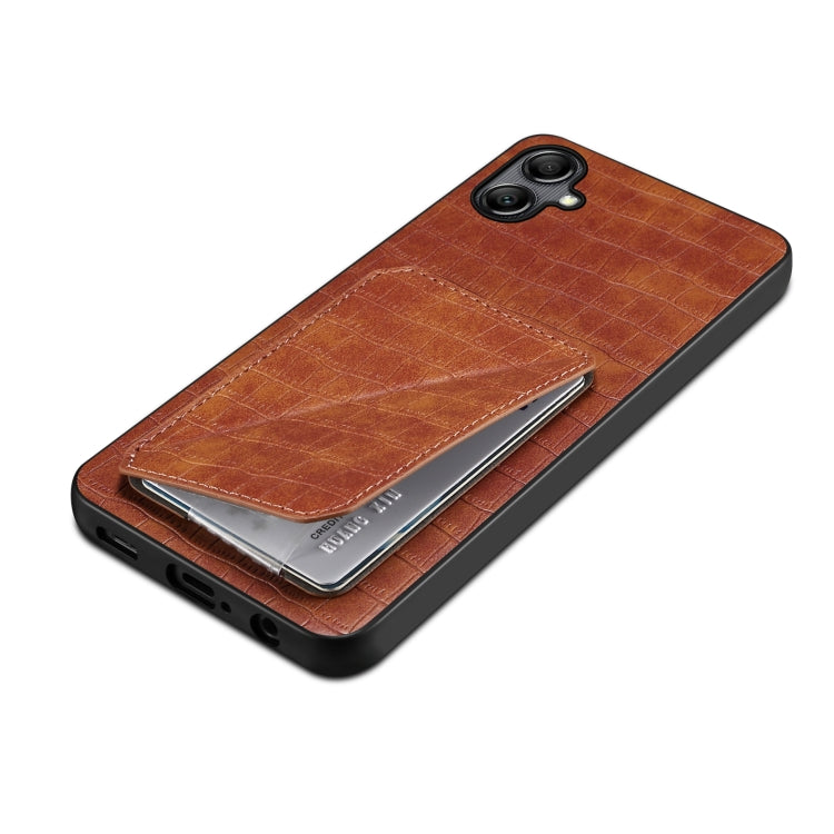 For Samsung Galaxy A20 / A30 Denior Imitation Crocodile Leather Back Phone Case with Holder(Brown)