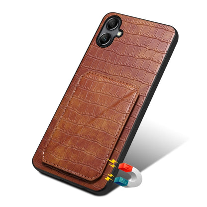 For Samsung Galaxy A20 / A30 Denior Imitation Crocodile Leather Back Phone Case with Holder(Brown)