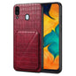 Pour Samsung Galaxy A20 / A30 Étui de téléphone arrière en simili cuir de crocodile Denior avec support (Rouge rose)