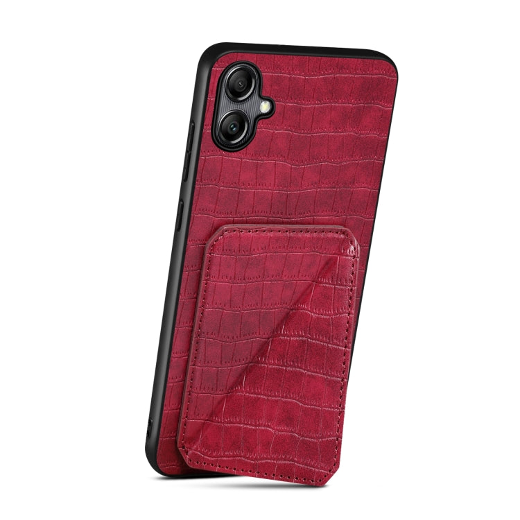Pour Samsung Galaxy A20 / A30 Étui de téléphone arrière en simili cuir de crocodile Denior avec support (Rouge rose)