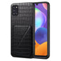 For Samsung Galaxy A31 Denior Imitation Crocodile Leather Back Phone Case with Holder(Black)