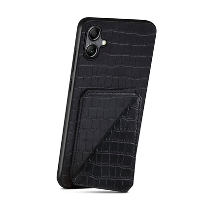 For Samsung Galaxy A31 Denior Imitation Crocodile Leather Back Phone Case with Holder(Black)