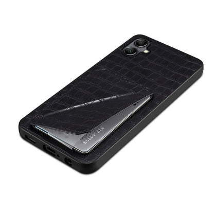 For Samsung Galaxy A31 Denior Imitation Crocodile Leather Back Phone Case with Holder(Black)