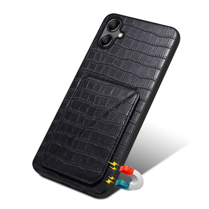 For Samsung Galaxy A31 Denior Imitation Crocodile Leather Back Phone Case with Holder(Black)