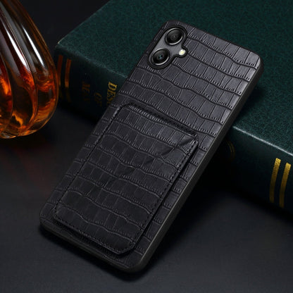For Samsung Galaxy A31 Denior Imitation Crocodile Leather Back Phone Case with Holder(Black)