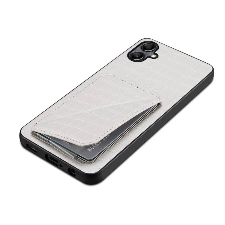 For Samsung Galaxy A31 Denior Imitation Crocodile Leather Back Phone Case with Holder(White)