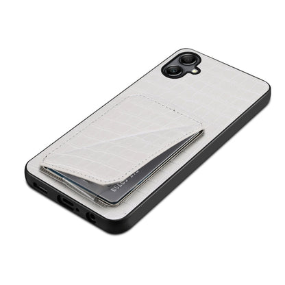 For Samsung Galaxy A31 Denior Imitation Crocodile Leather Back Phone Case with Holder(White)