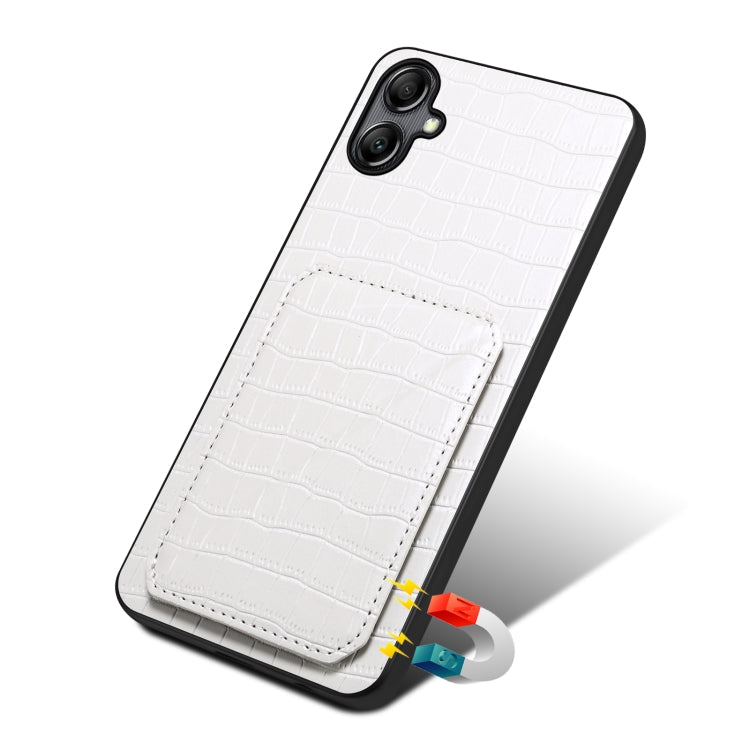 For Samsung Galaxy A31 Denior Imitation Crocodile Leather Back Phone Case with Holder(White)