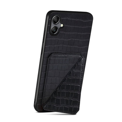 For Samsung Galaxy A54 5G Denior Imitation Crocodile Leather Back Phone Case with Holder(Black)