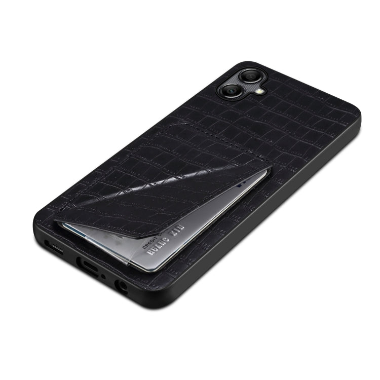 For Samsung Galaxy A54 5G Denior Imitation Crocodile Leather Back Phone Case with Holder(Black)