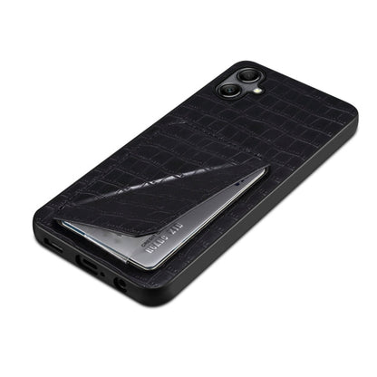 For Samsung Galaxy A54 5G Denior Imitation Crocodile Leather Back Phone Case with Holder(Black)