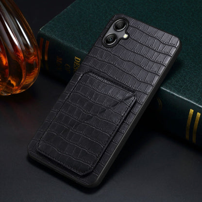 For Samsung Galaxy A54 5G Denior Imitation Crocodile Leather Back Phone Case with Holder(Black)
