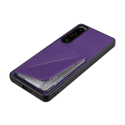 For Sony Xperia 5 IV Denior Imitation Calf Leather Back Phone Case with Holder(Purple)