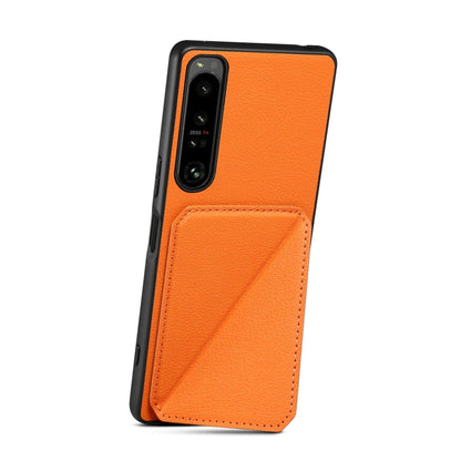 For Sony Xperia 5 IV Denior Imitation Calf Leather Back Phone Case with Holder(Orange)