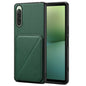 For Sony Xperia 10 V Denior Imitation Calf Leather Back Phone Case with Holder(Green)