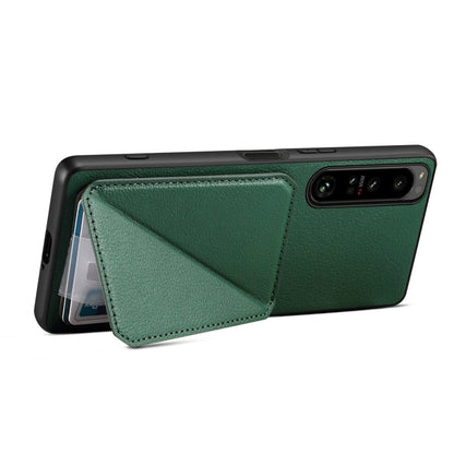 For Sony Xperia 10 V Denior Imitation Calf Leather Back Phone Case with Holder(Green)