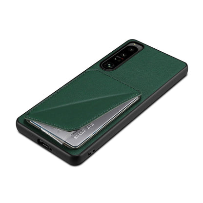 For Sony Xperia 10 V Denior Imitation Calf Leather Back Phone Case with Holder(Green)
