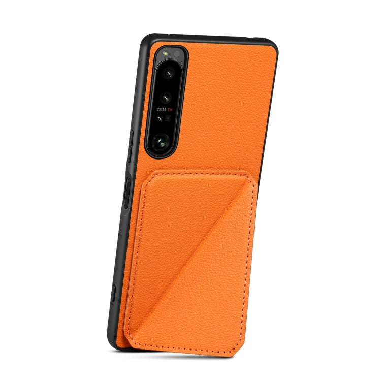 For Sony Xperia 10 V Denior Imitation Calf Leather Back Phone Case with Holder(Orange)