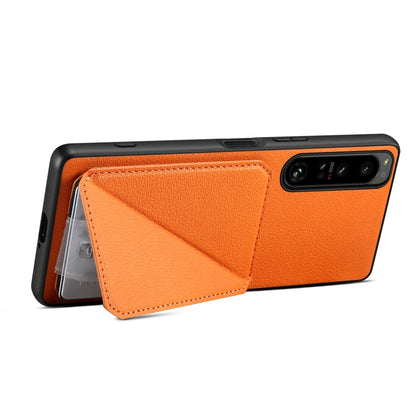 For Sony Xperia 10 V Denior Imitation Calf Leather Back Phone Case with Holder(Orange)