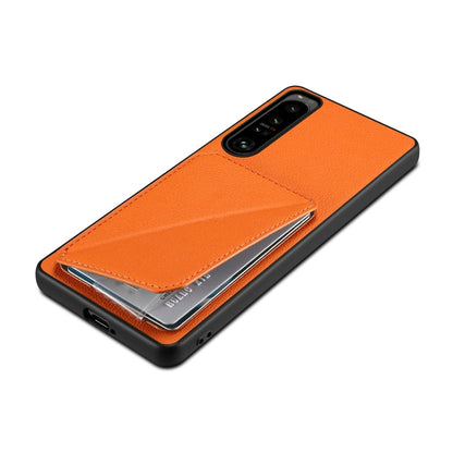 For Sony Xperia 10 V Denior Imitation Calf Leather Back Phone Case with Holder(Orange)