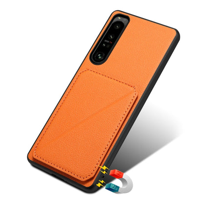 For Sony Xperia 10 V Denior Imitation Calf Leather Back Phone Case with Holder(Orange)