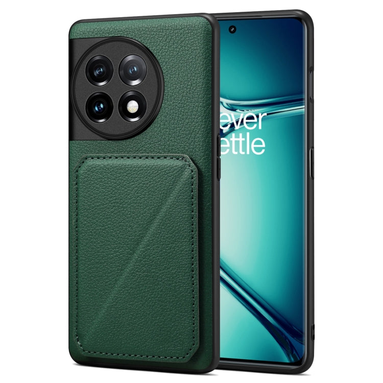 For OnePlus Ace 2 Pro 5G Denior Imitation Calf Leather Back Phone Case with Holder(Green)