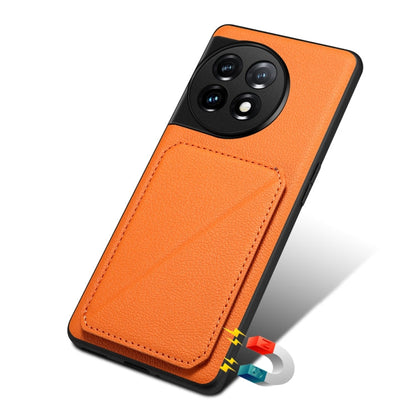 For OnePlus Ace 2 Pro 5G Denior Imitation Calf Leather Back Phone Case with Holder(Orange)