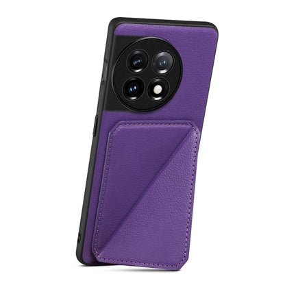 For OnePlus 11 5G Denior Imitation Calf Leather Back Phone Case with Holder(Purple)