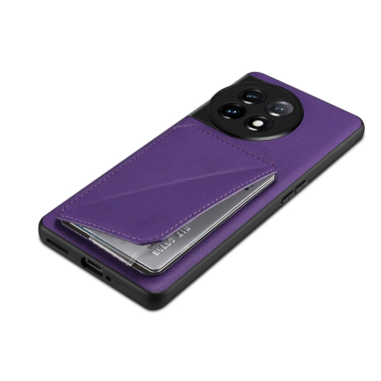 For OnePlus 11 5G Denior Imitation Calf Leather Back Phone Case with Holder(Purple)