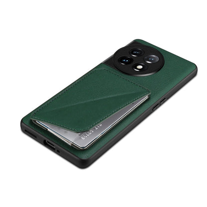 For OnePlus 11 5G Denior Imitation Calf Leather Back Phone Case with Holder(Green)