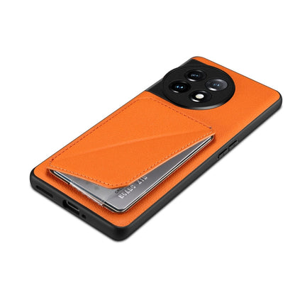 For OnePlus 11 5G Denior Imitation Calf Leather Back Phone Case with Holder(Orange)