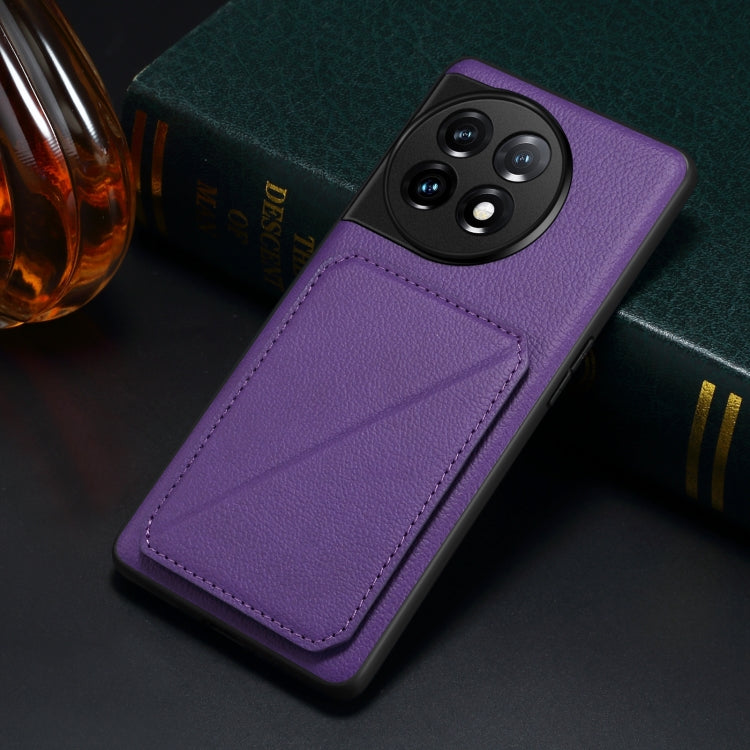 For OnePlus Nord CE 3 5G / OPPO K11 Denior Imitation Calf Leather Back Phone Case with Holder(Purple)