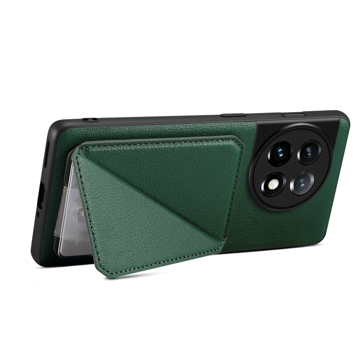 Pour OnePlus Nord CE 3 5G / OPPO K11 Étui de téléphone arrière en cuir de veau imitation Denior avec support (vert)