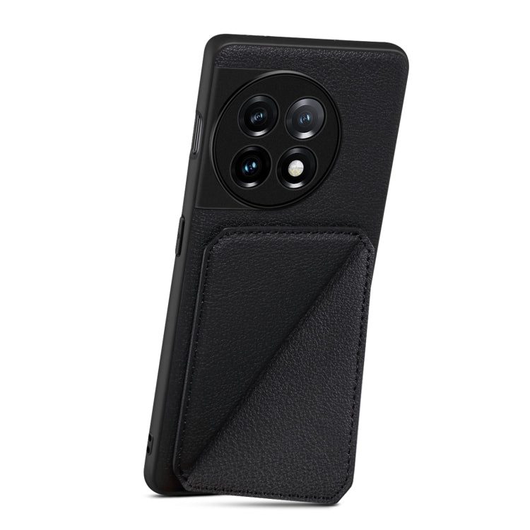 For OnePlus Nord CE 3 5G / OPPO K11 Denior Imitation Calf Leather Back Phone Case with Holder(Black)