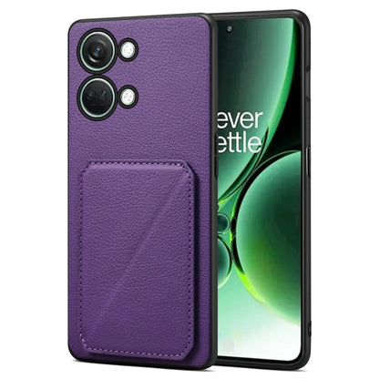Pour OnePlus Ace 2 V / Nord 3 5G Étui de téléphone arrière en cuir de veau imitation Denior avec support (Violet)