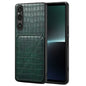 Pour Sony Xperia 1 V Coque arrière de téléphone en similicuir de crocodile Denior avec support (vert)