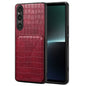 Pour Sony Xperia 1 V Coque de téléphone arrière en cuir imitation crocodile Denior avec support (Rose Rouge)
