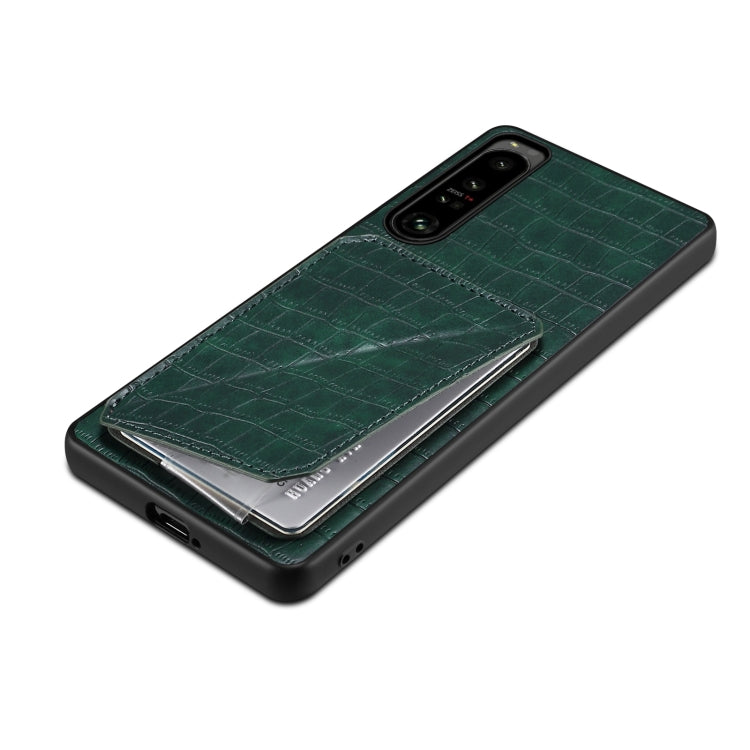 For Sony Xperia 5 III Denior Imitation Crocodile Leather Back Phone Case with Holder(Green)