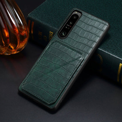 For Sony Xperia 5 III Denior Imitation Crocodile Leather Back Phone Case with Holder(Green)