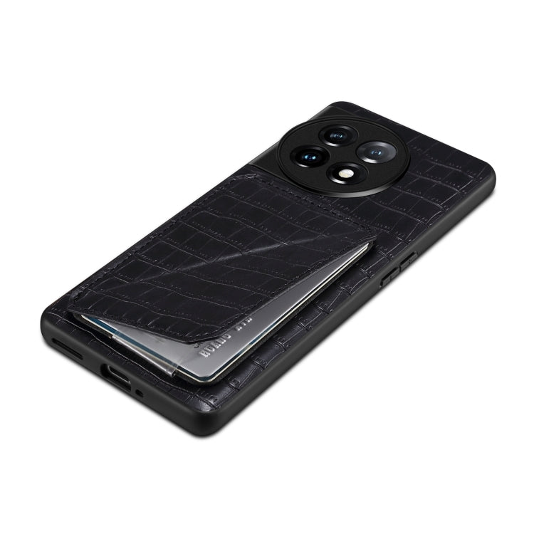 For OnePlus Ace 2 Pro 5G Denior Imitation Crocodile Leather Back Phone Case with Holder(Black)