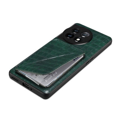 For OnePlus Ace 2 Pro 5G Denior Imitation Crocodile Leather Back Phone Case with Holder(Green)